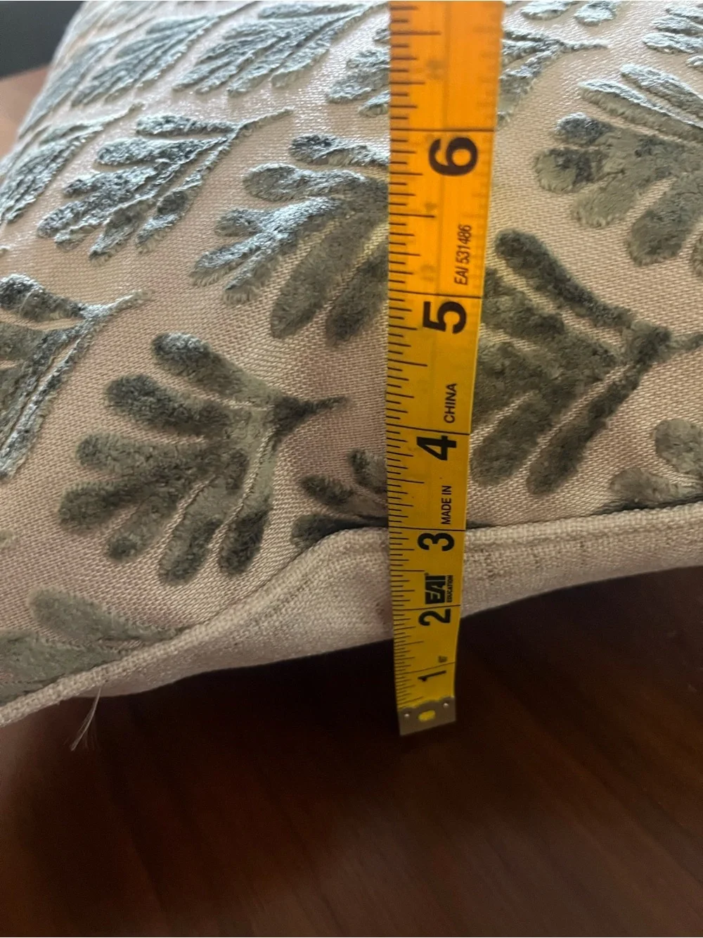 Casaluna Green Velvet Leaf Lumbar Pillow on Cream